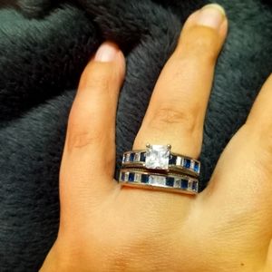 925 Sterling Silver bridal ring set